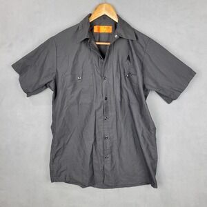 CornerStone Work Shirt Mens Medium Charcoal Cotton Industrial Wrinkle Resistant‎